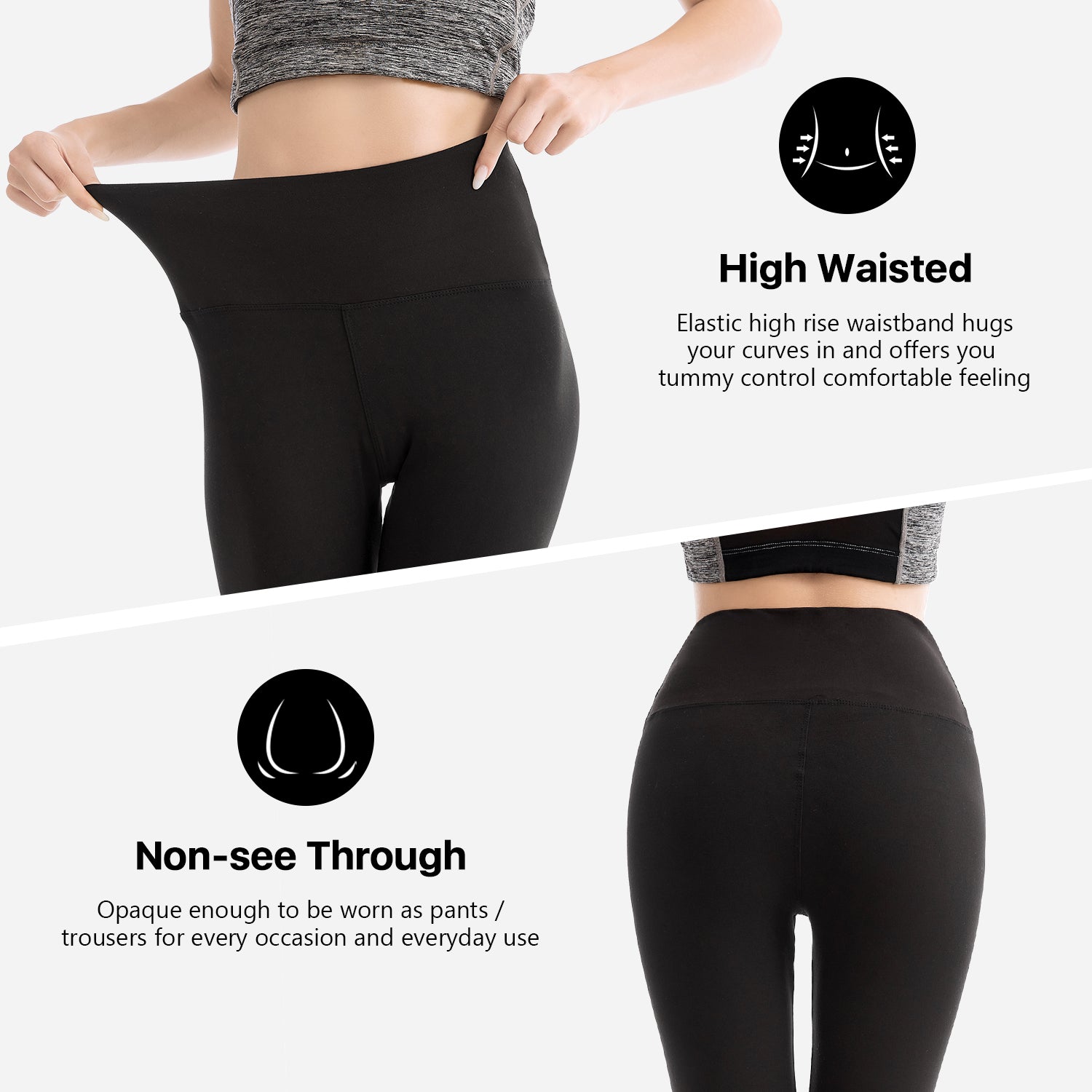 we fleece Women’s Soft Capri Leggings for Women-High Waisted Tummy Control  Non See Through Workout Running Black Leggings Yoga Pants (White